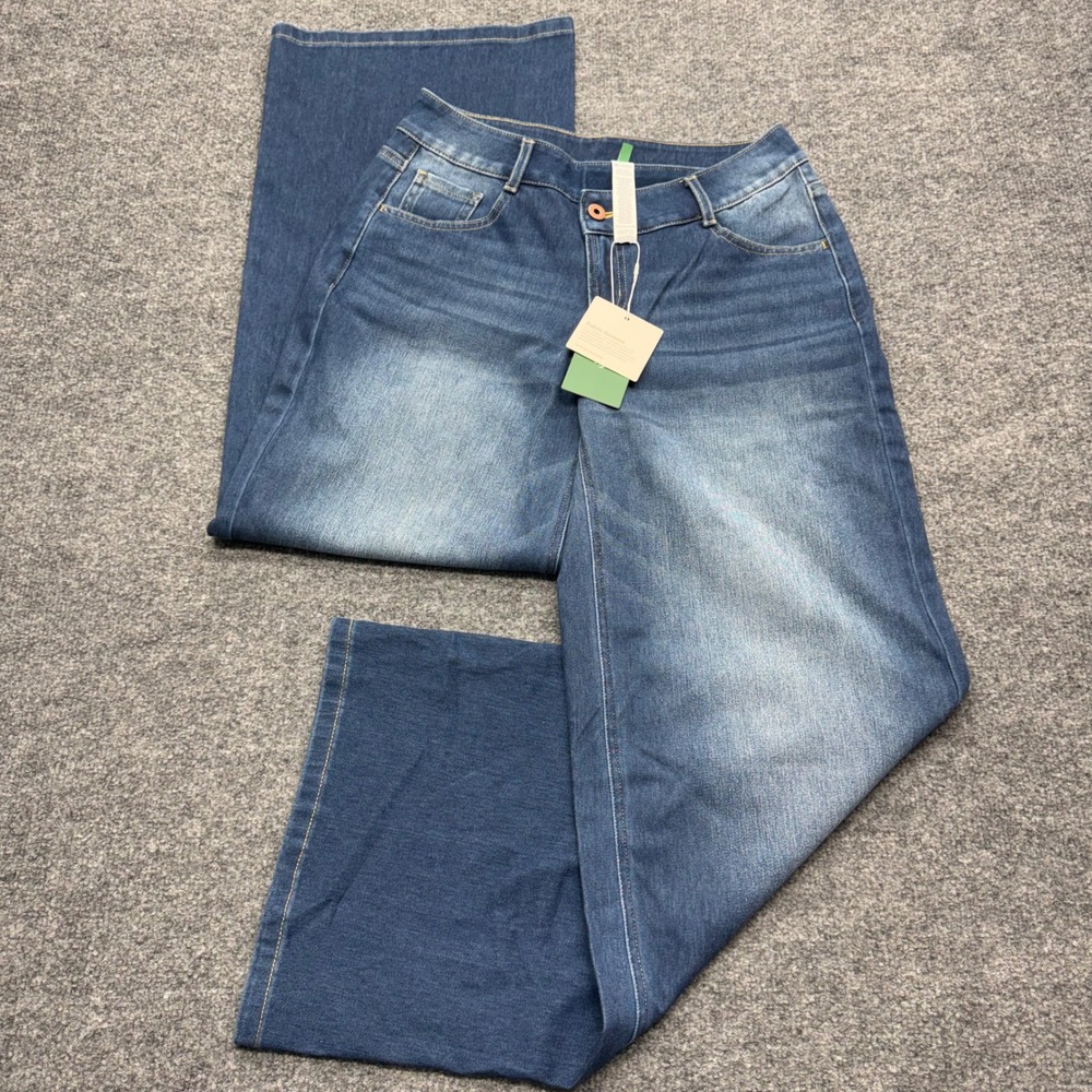 Halara Womens Wide Leg Jeans Medium Wash High Rise Stretch Denim Size S New